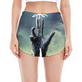 Zombie Hand Rising From Grave Print Women's Split Running Shorts