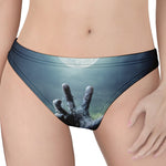 Zombie Hand Rising From Grave Print Women's Thong