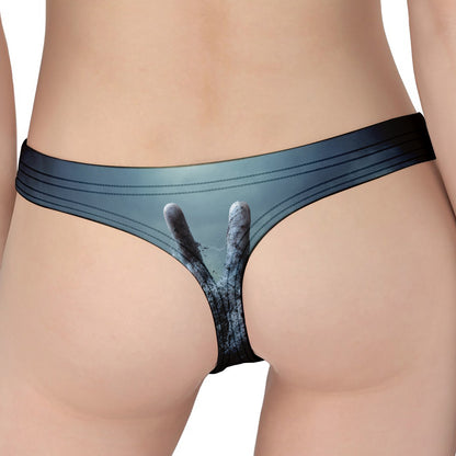Zombie Hand Rising From Grave Print Women's Thong