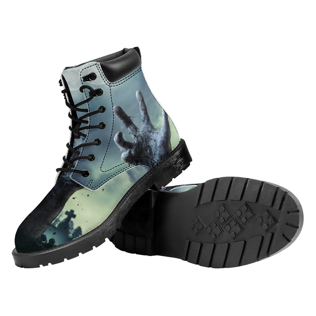 Zombie Hand Rising From Grave Print Work Boots