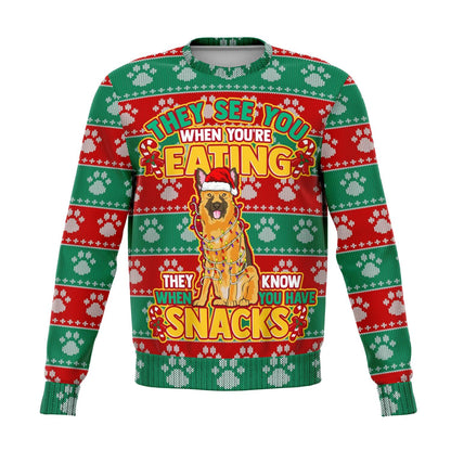 German Shephard - They Know When You Have Snacks Christmas Sweatshirt