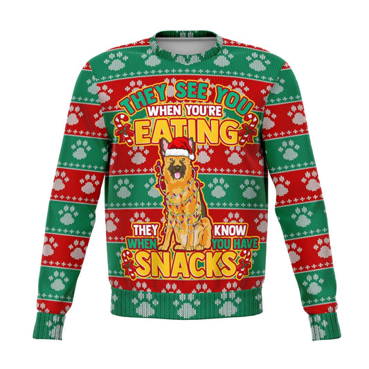German Shephard - They Know When You Have Snacks Christmas Sweatshirt