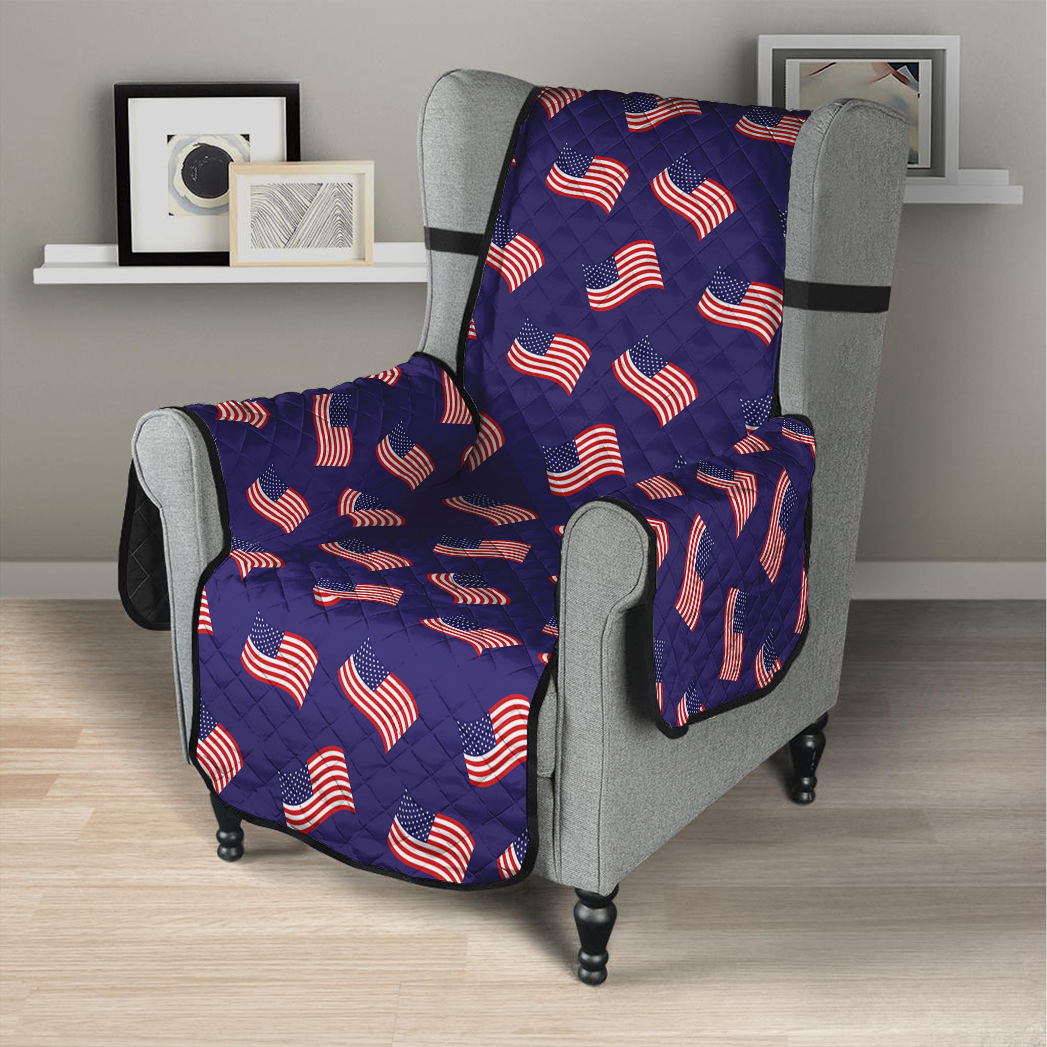 4th of July American Flag Pattern Print Armchair Protector
