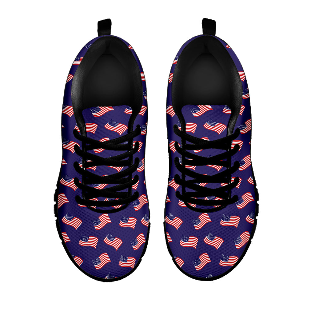 4th of July American Flag Pattern Print Black Sneakers