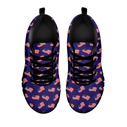 4th of July American Flag Pattern Print Black Sneakers
