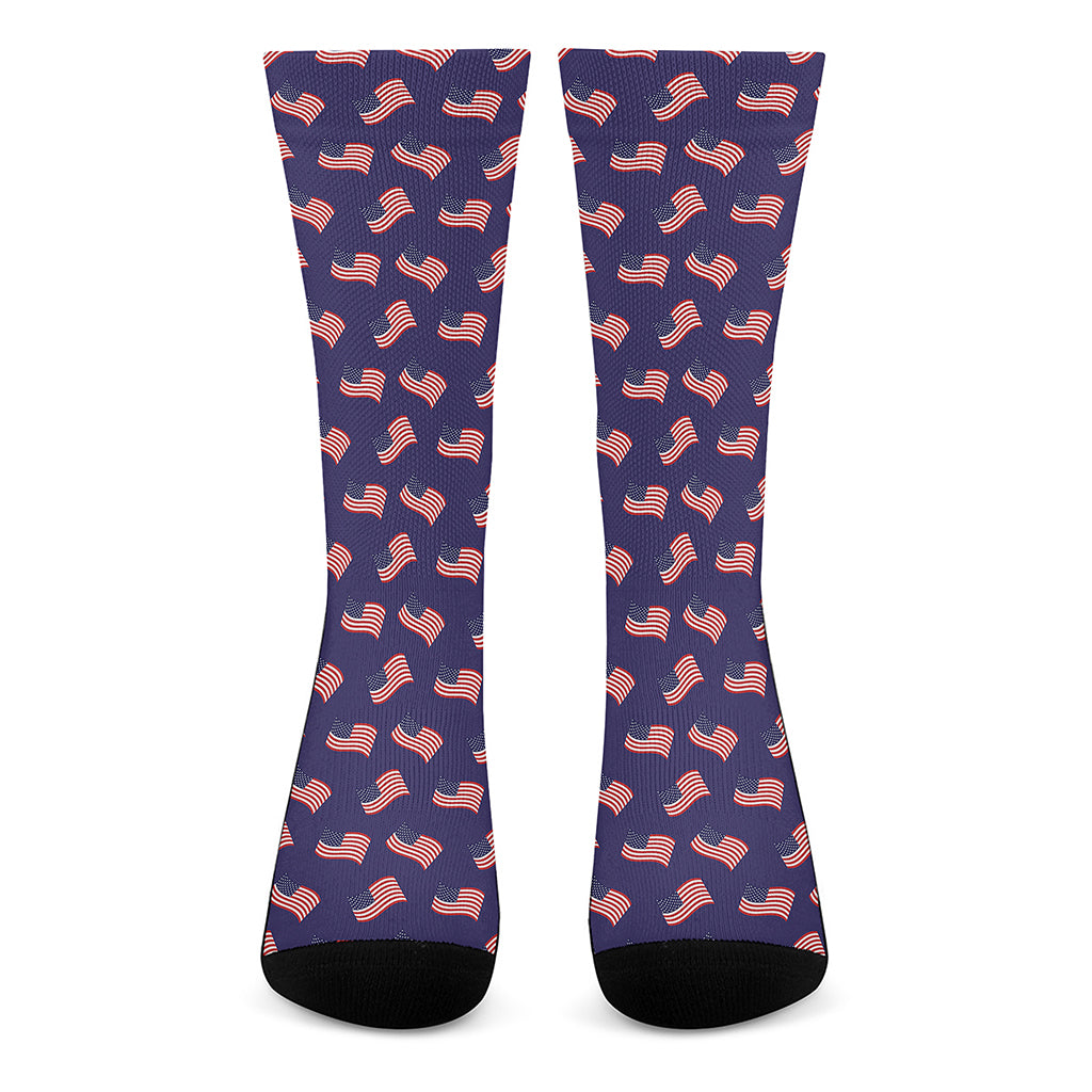 4th of July American Flag Pattern Print Crew Socks