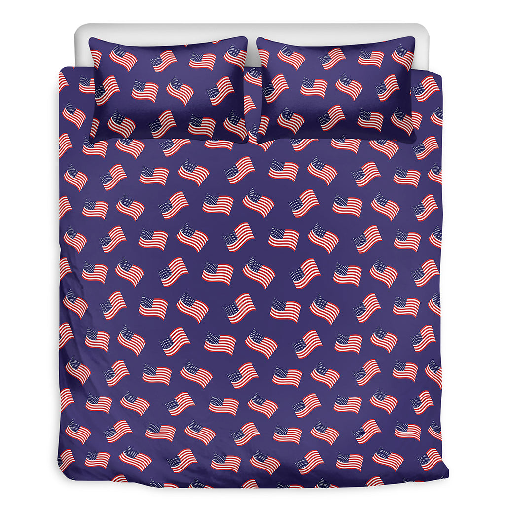 4th of July American Flag Pattern Print Duvet Cover Bedding Set