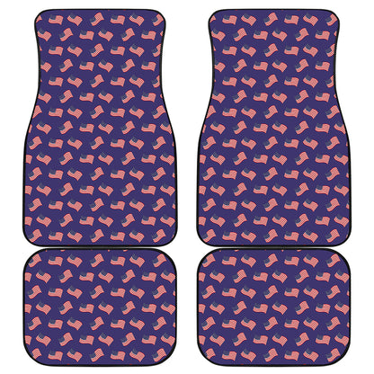 4th of July American Flag Pattern Print Front and Back Car Floor Mats