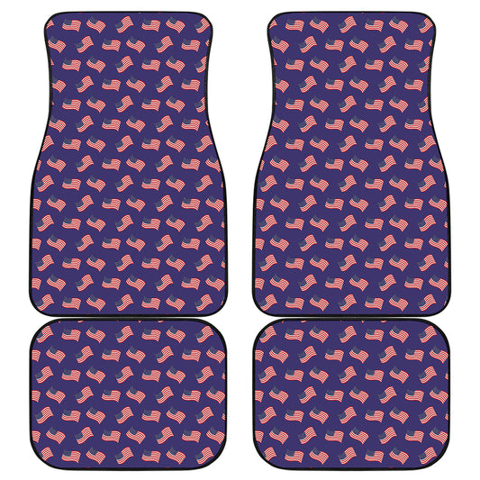 4th of July American Flag Pattern Print Front and Back Car Floor Mats