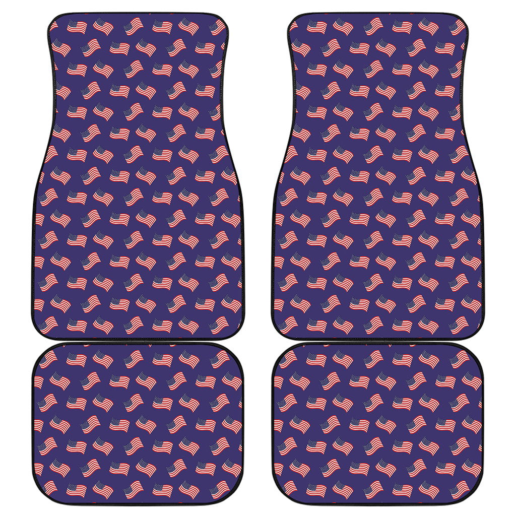 4th of July American Flag Pattern Print Front and Back Car Floor Mats