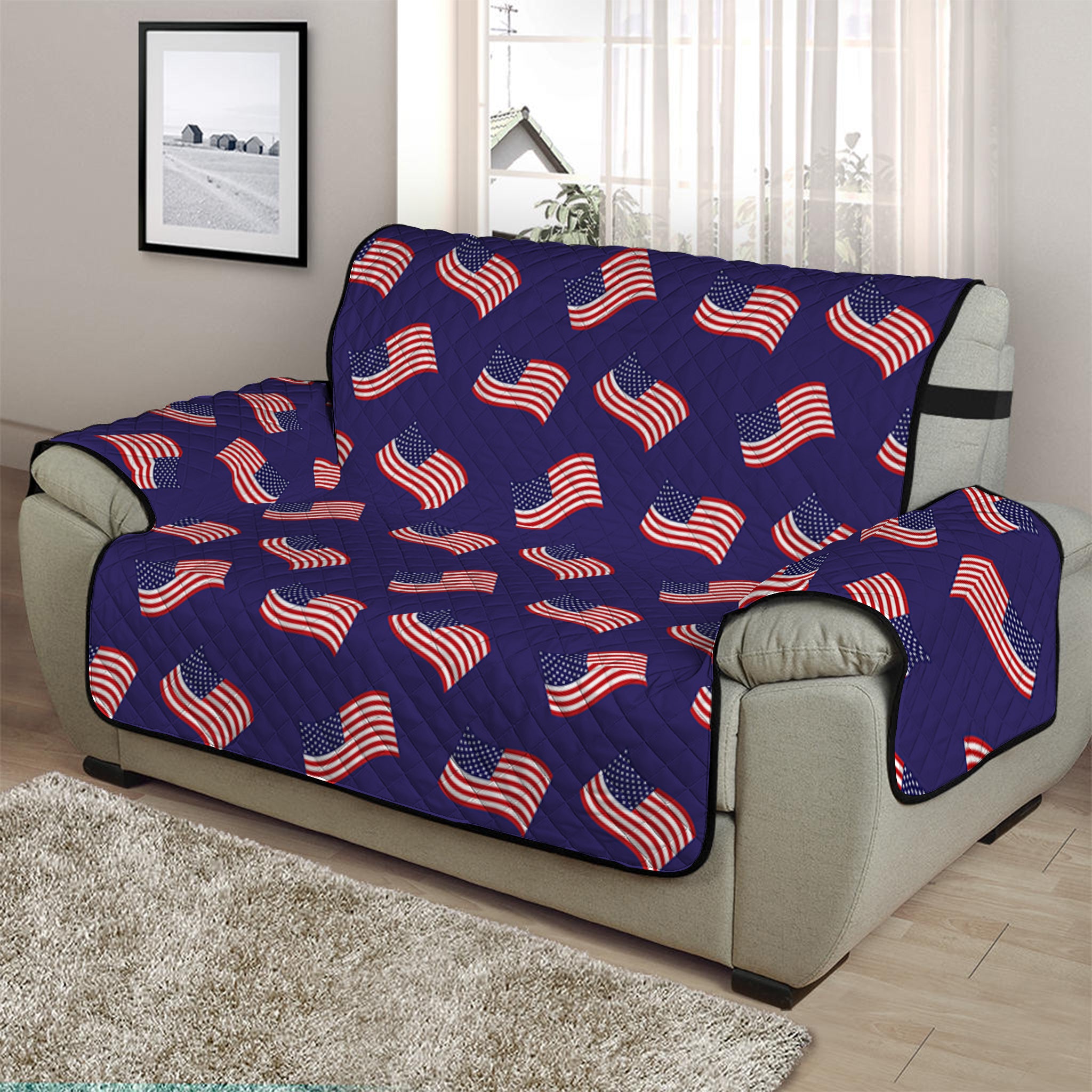 4th of July American Flag Pattern Print Half Sofa Protector