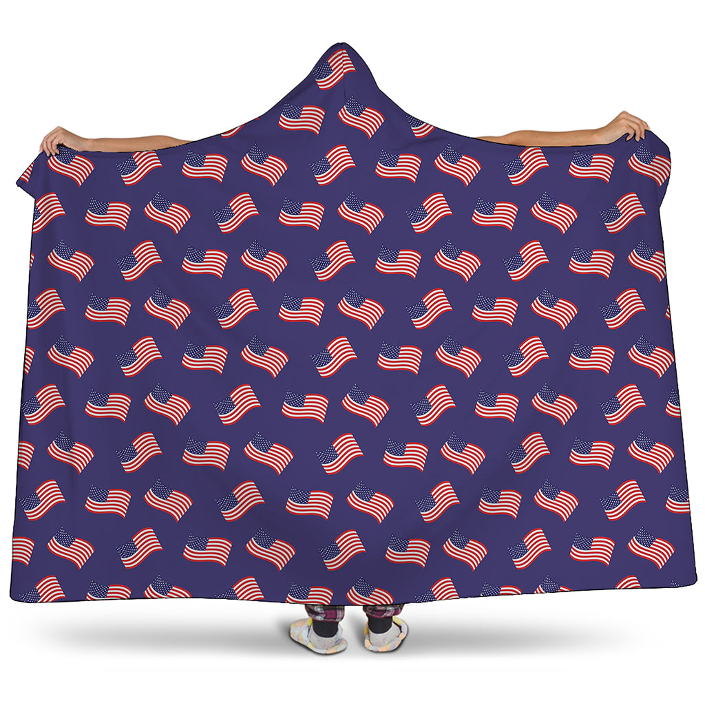 4th of July American Flag Pattern Print Hooded Blanket