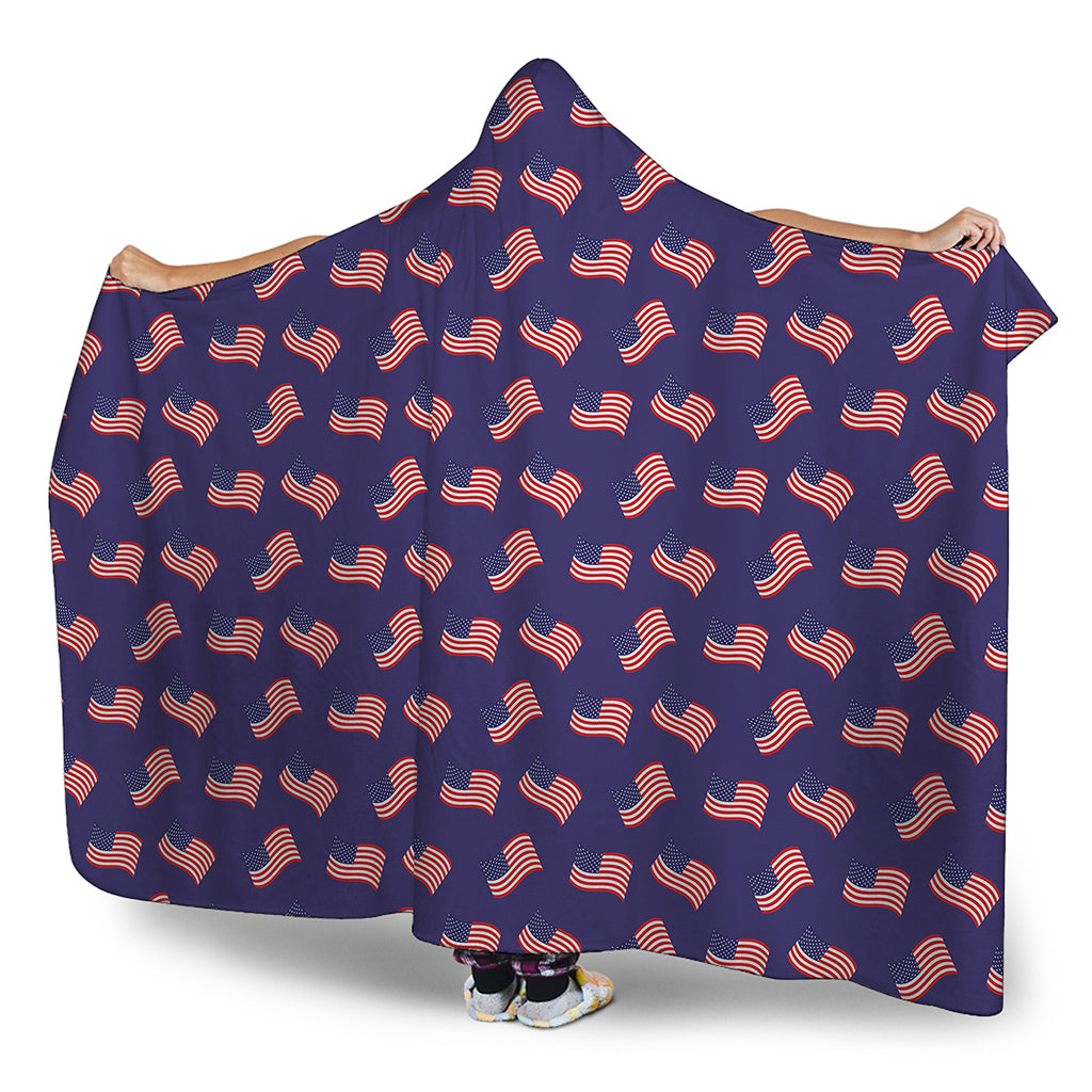 4th of July American Flag Pattern Print Hooded Blanket