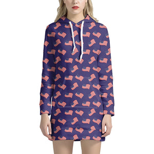 4th of July American Flag Pattern Print Hoodie Dress