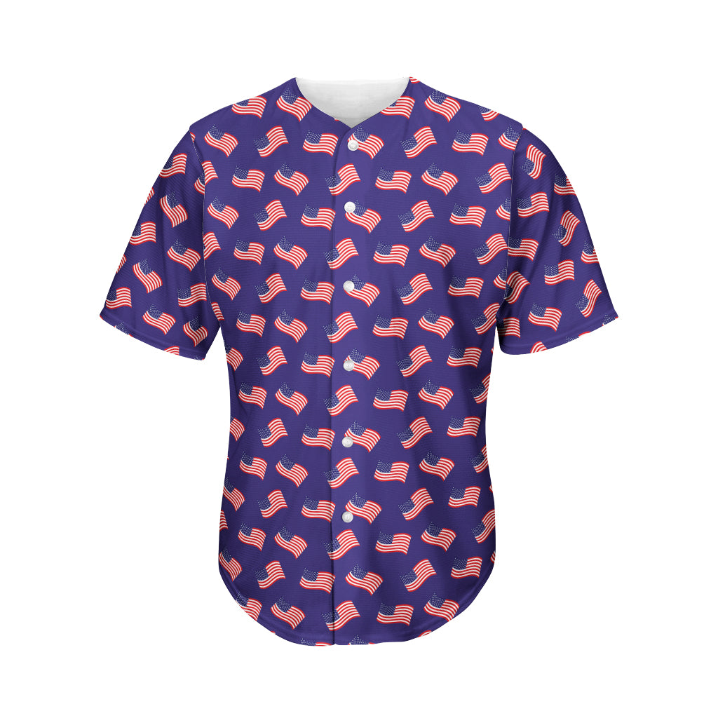 4th of July American Flag Pattern Print Men's Baseball Jersey