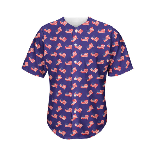 4th of July American Flag Pattern Print Men's Baseball Jersey