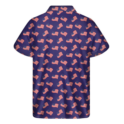 4th of July American Flag Pattern Print Men's Short Sleeve Shirt