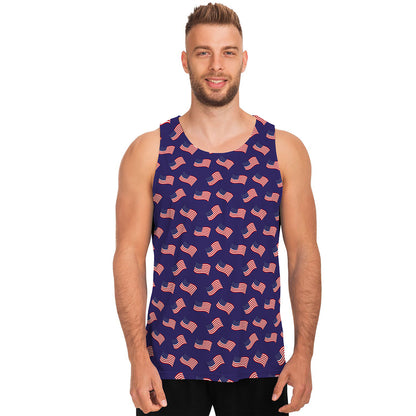 4th of July American Flag Pattern Print Men's Tank Top