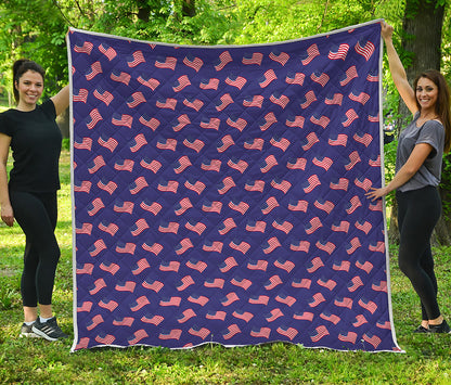 4th of July American Flag Pattern Print Quilt
