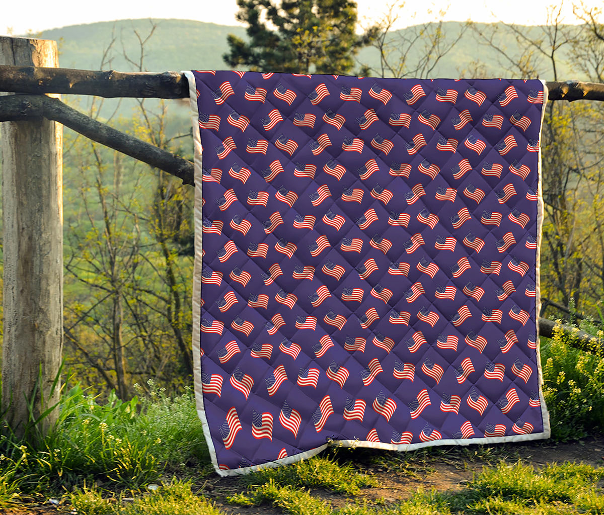 4th of July American Flag Pattern Print Quilt