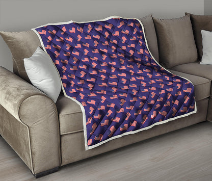 4th of July American Flag Pattern Print Quilt