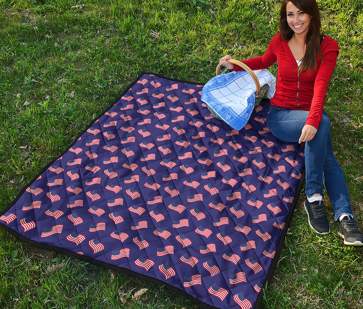 4th of July American Flag Pattern Print Quilt