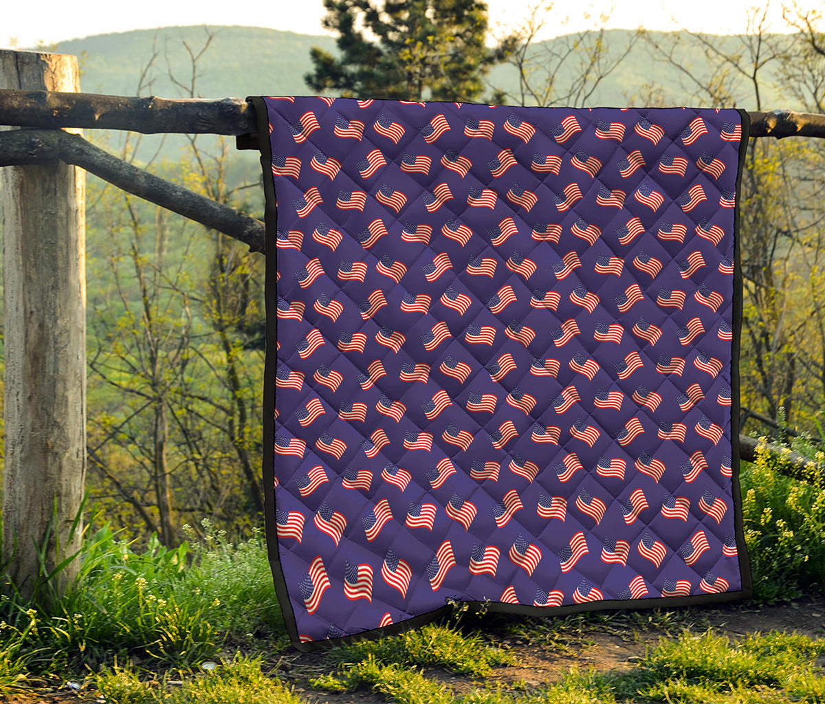 4th of July American Flag Pattern Print Quilt