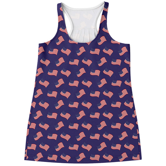 4th of July American Flag Pattern Print Women's Racerback Tank Top
