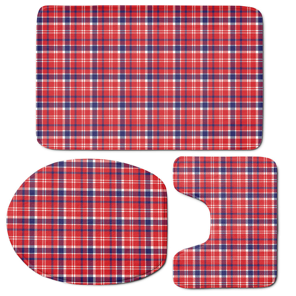 4th of July American Plaid Print 3 Piece Bath Mat Set