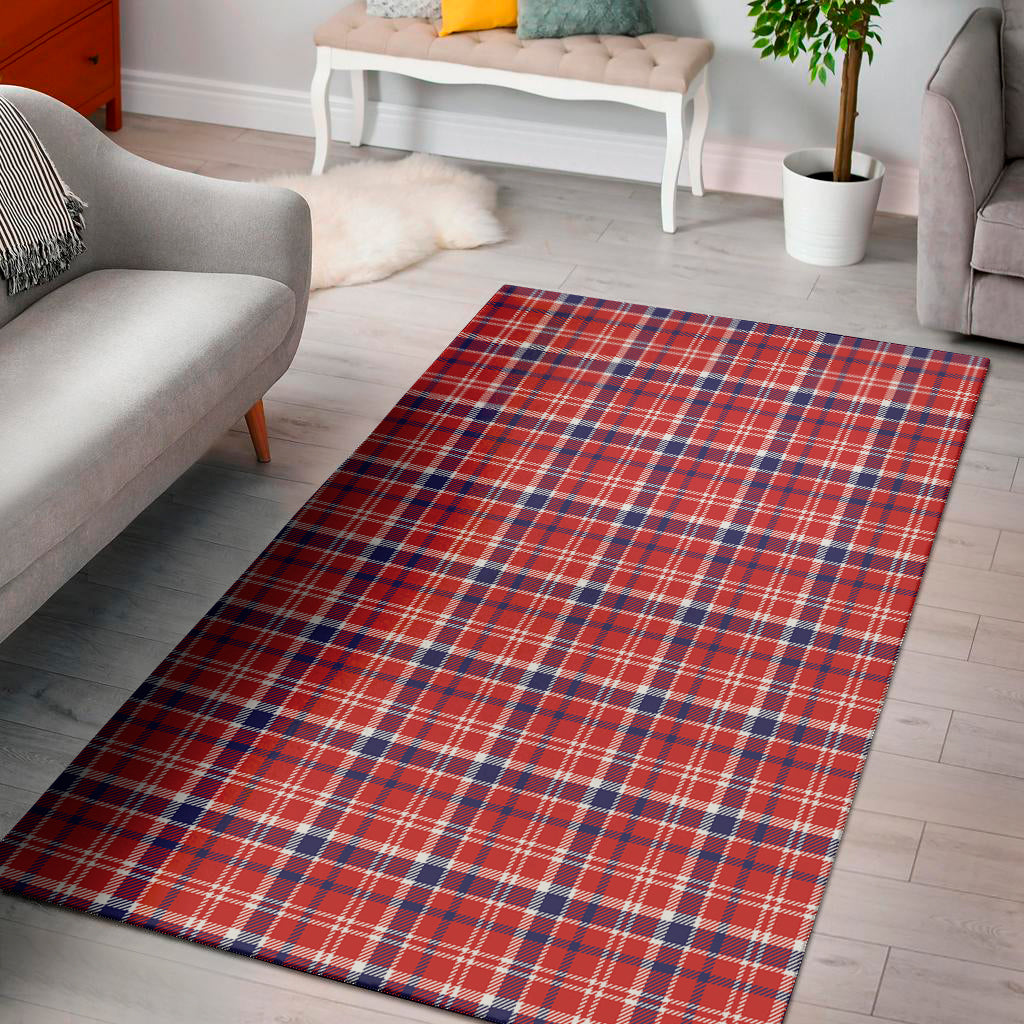 4th of July American Plaid Print Area Rug