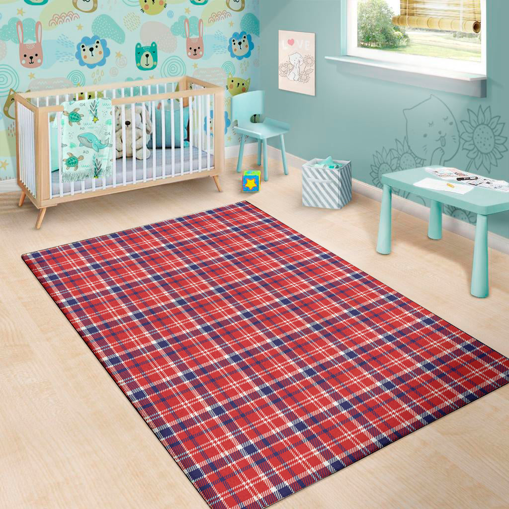 4th of July American Plaid Print Area Rug