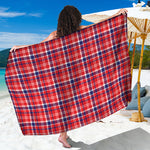 4th of July American Plaid Print Beach Sarong Wrap