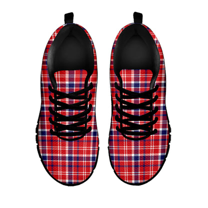 4th of July American Plaid Print Black Sneakers