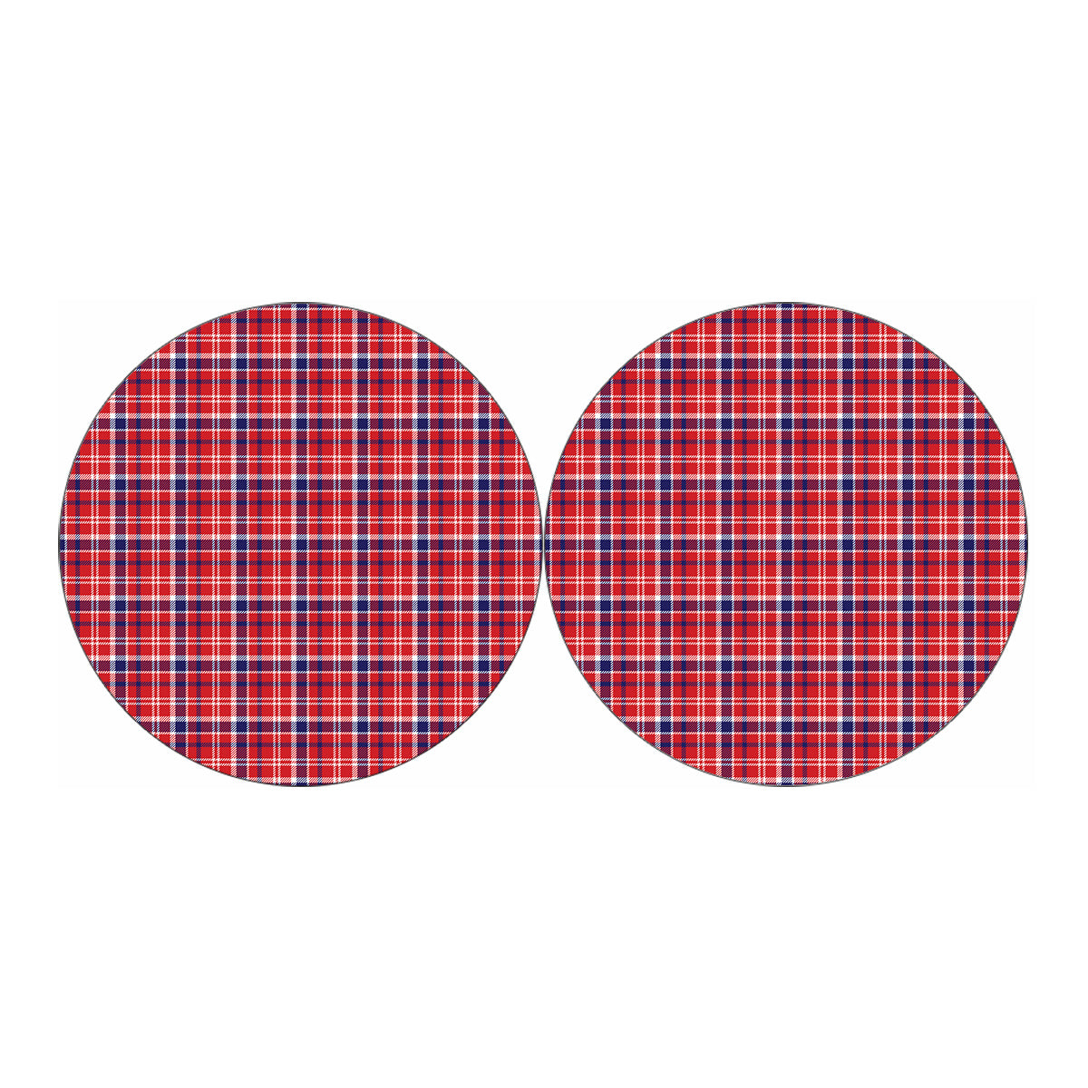 4th of July American Plaid Print Car Coasters