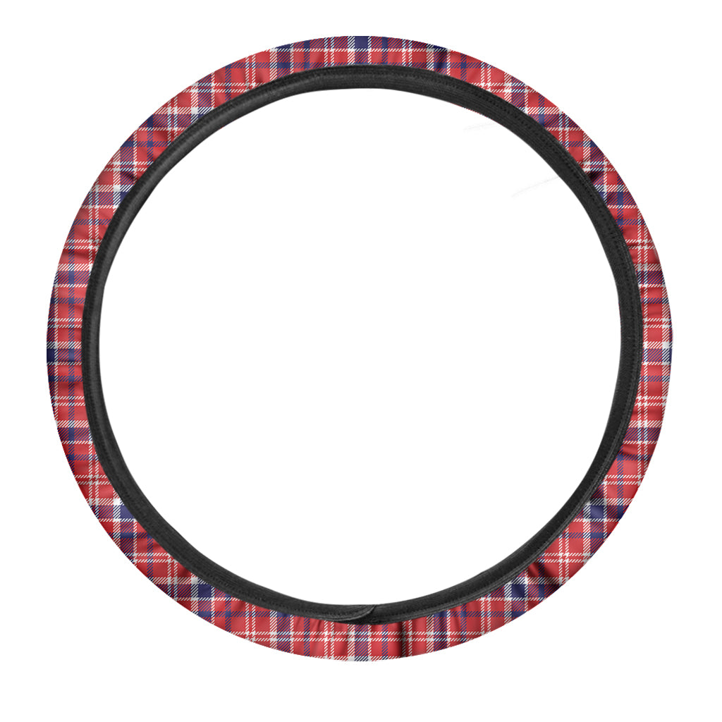 4th of July American Plaid Print Car Steering Wheel Cover