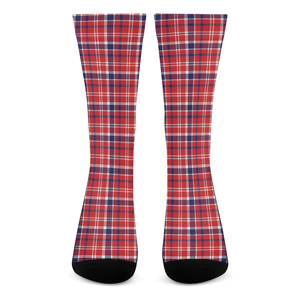 4th of July American Plaid Print Crew Socks