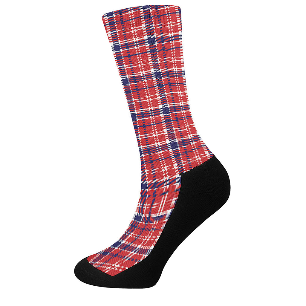 4th of July American Plaid Print Crew Socks