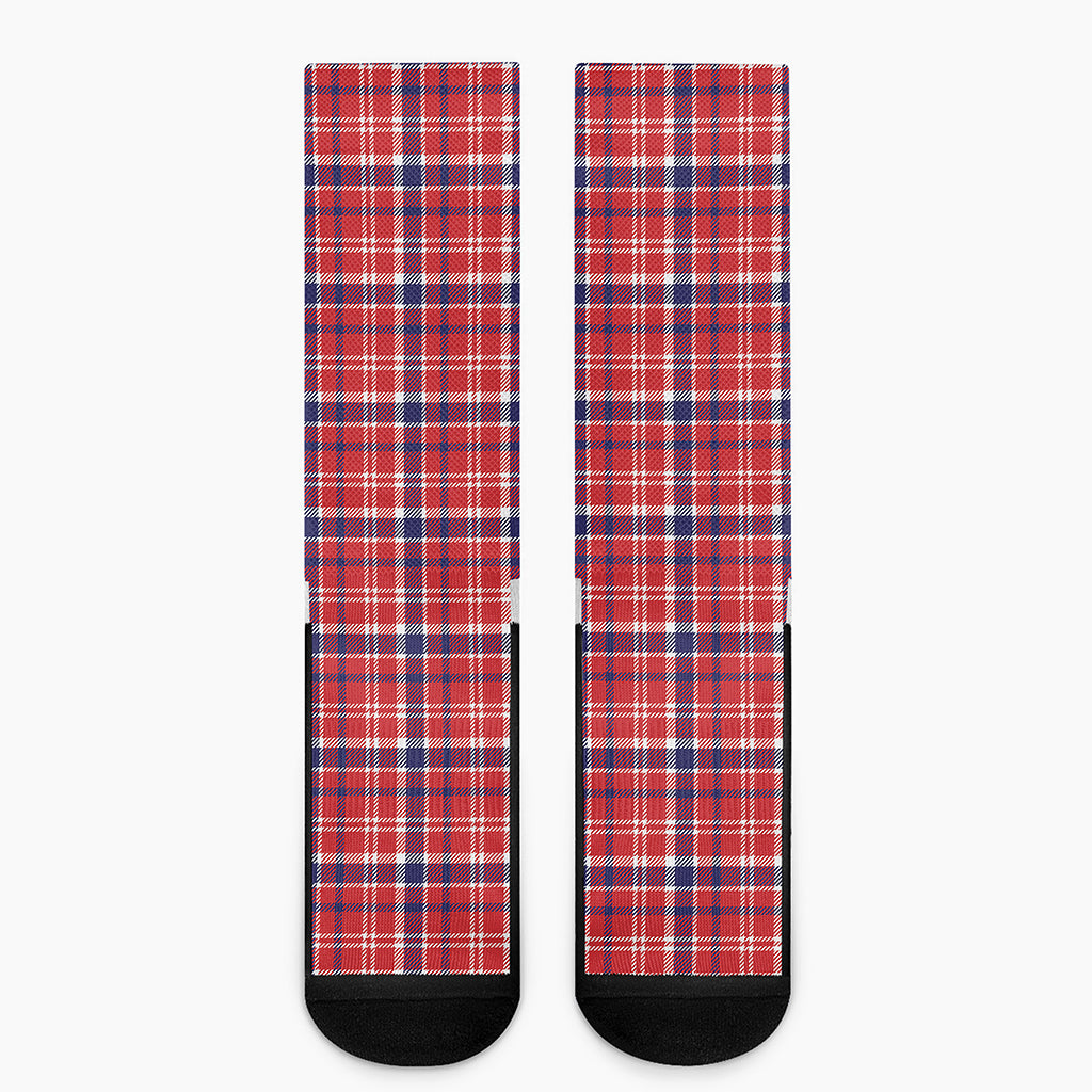 4th of July American Plaid Print Crew Socks