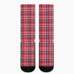 4th of July American Plaid Print Crew Socks