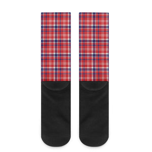 4th of July American Plaid Print Crew Socks