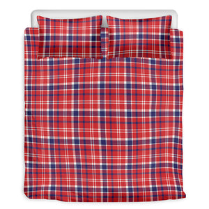 4th of July American Plaid Print Duvet Cover Bedding Set