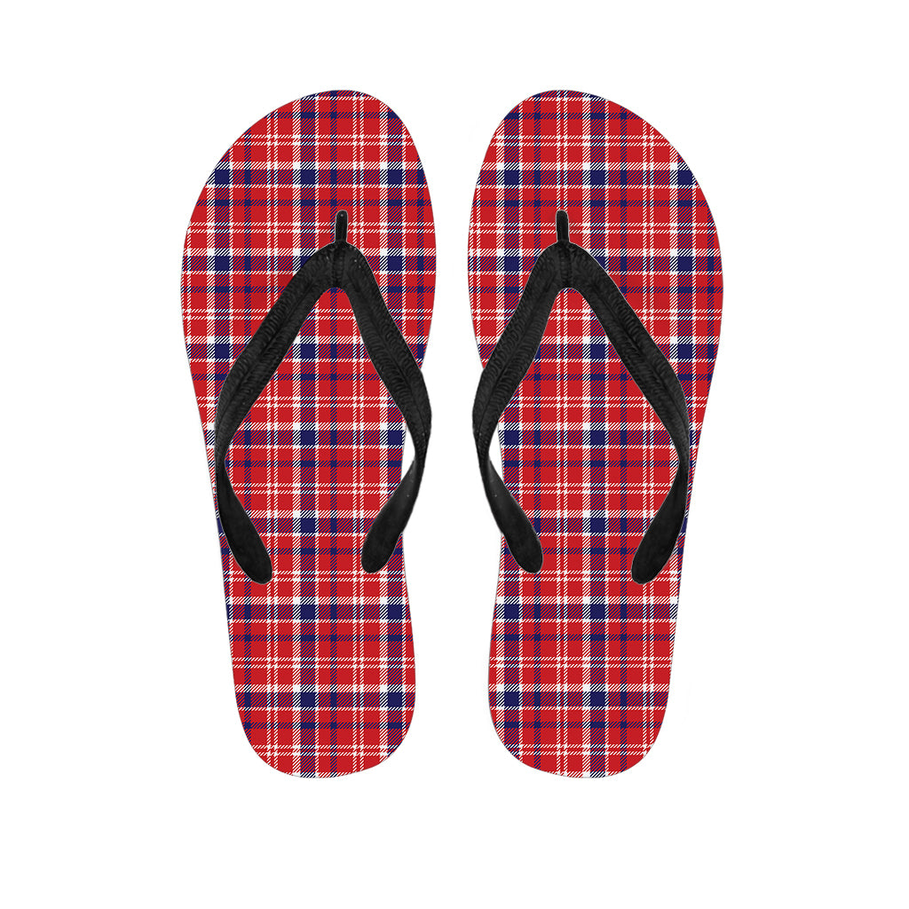 4th of July American Plaid Print Flip Flops