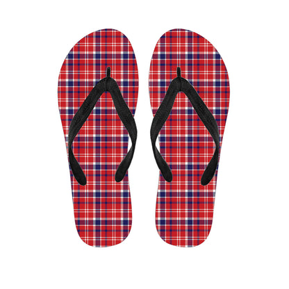 4th of July American Plaid Print Flip Flops