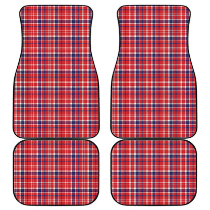4th of July American Plaid Print Front and Back Car Floor Mats