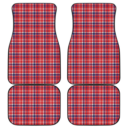 4th of July American Plaid Print Front and Back Car Floor Mats