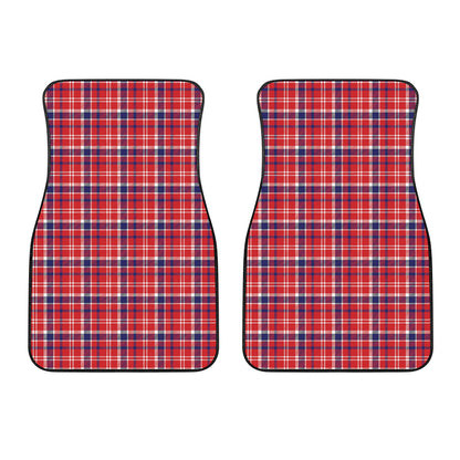 4th of July American Plaid Print Front Car Floor Mats