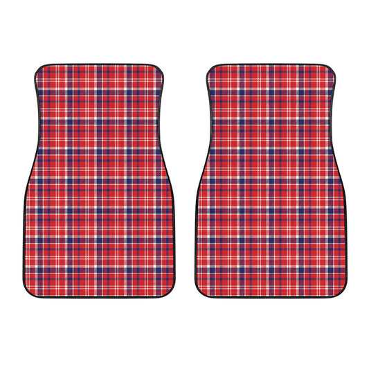 4th of July American Plaid Print Front Car Floor Mats