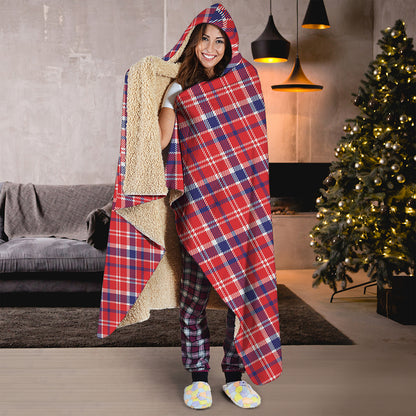 4th of July American Plaid Print Hooded Blanket