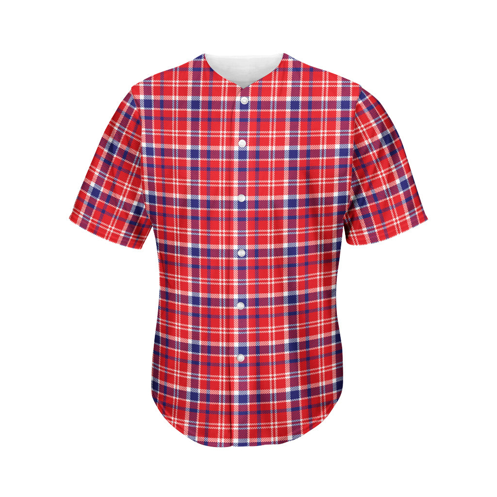 4th of July American Plaid Print Men's Baseball Jersey
