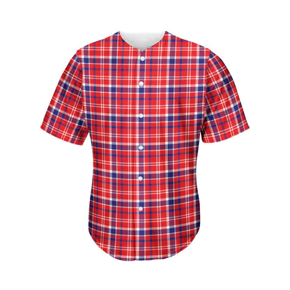 4th of July American Plaid Print Men's Baseball Jersey